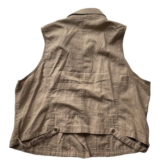 Maurices Asymmetrical Zip Vest Tan Brown Khaki Plus Size 3XL Safari Linen NWT - Picture 15 of 16